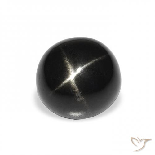 Stella Diopside Nero naturale da 3.46 ct, Rotondo, Opaco