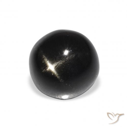 Stella Diopside Nero naturale da 3.48 ct, Rotondo, Opaco