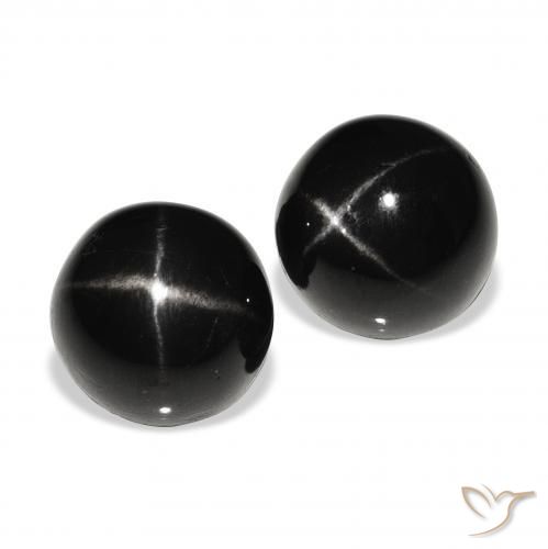 Gemme di Stella Diopside Nero naturale da 6.77 ct, Rotondo, Opaco