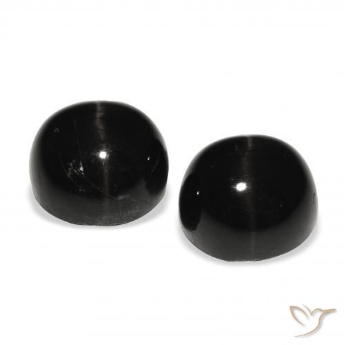 Gemme di Stella Diopside Nero naturale da 6.77 ct, Rotondo, Opaco