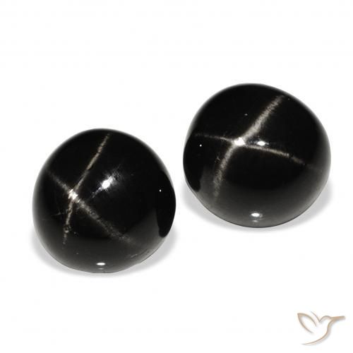 Gemme di Stella Diopside Nero naturale da 5.87 ct, Rotondo, Opaco