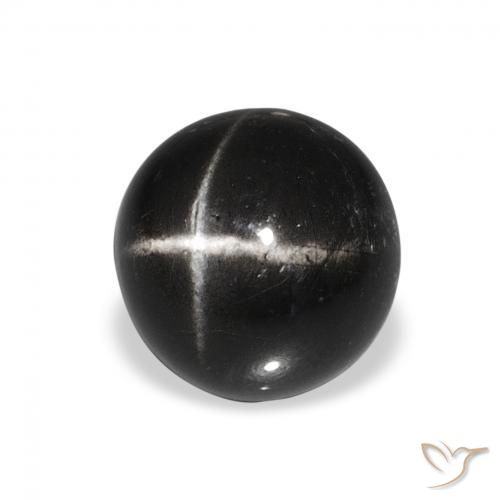 Stella Diopside Nero naturale da 4.65 ct, Rotondo, Opaco