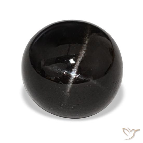 Diopside stellato naturale nero da 4,65 ct, taglio rotondo, opaco