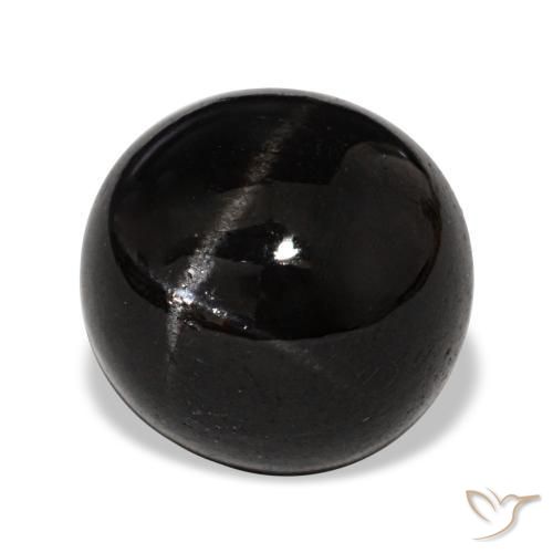 Diopside stellato naturale nero da 4,65 ct, taglio rotondo, opaco