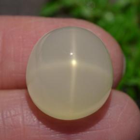 Pietra di luna stellata naturale crema da 15,93 ct, taglio ovale, traslucido