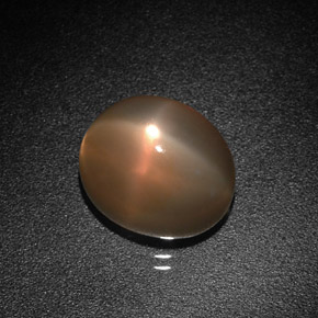 Pietra di luna stellata naturale arancione da 4,98 ct, taglio ovale, traslucido