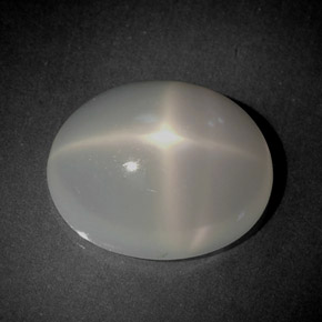 Pietra di luna stellata naturale bianco da 5,60 ct, trasparente, trasparente/traslucido