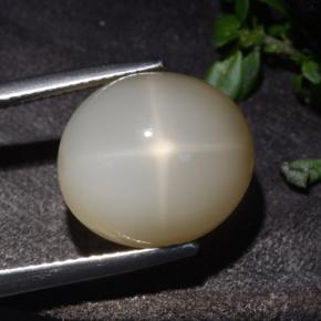 Pietra di luna stellata naturale crema da 10,60 ct, taglio ovale, traslucido