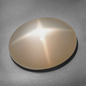 Pietra di luna stellata naturale arancione da 25,39 ct, taglio ovale, traslucido
