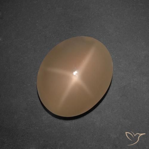 Pietra di luna stellata Arancio medio-scuro naturale da 5.92 ct, Taglio ovale, Traslucido