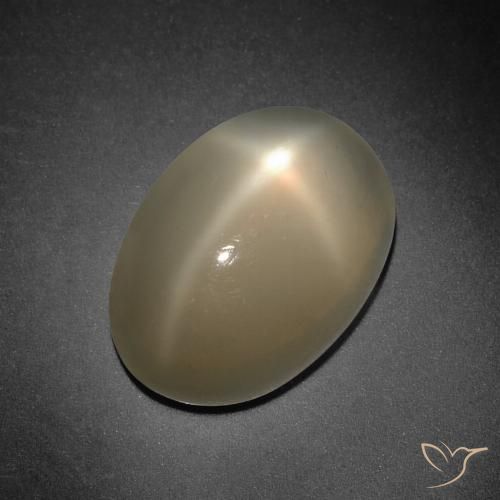 Pietra di luna stellata naturale arancione da 7,41 ct, taglio ovale, traslucido