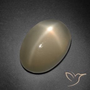 Pietra di luna stellata naturale arancione da 7,41 ct, taglio ovale, traslucido
