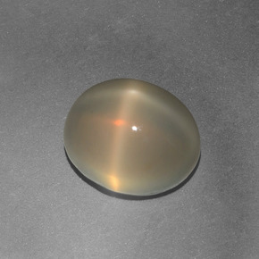 Pietra di luna stellata naturale crema da 4,97 ct, taglio ovale, traslucido