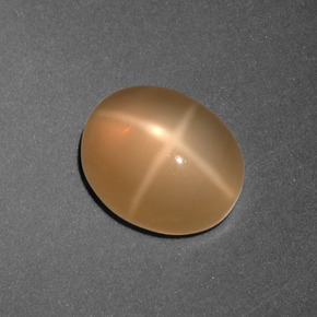 Pietra di luna stellata naturale arancione da 3,01 ct, taglio ovale, traslucido