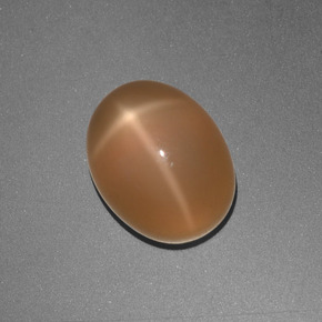 Pietra di luna stellata naturale arancione da 3,05 ct, taglio ovale, traslucido