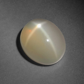 Pietra di luna stellata naturale crema da 5,03 ct, taglio ovale, traslucido