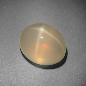 Pietra di luna stellata naturale crema da 5,51 ct, taglio ovale, traslucido