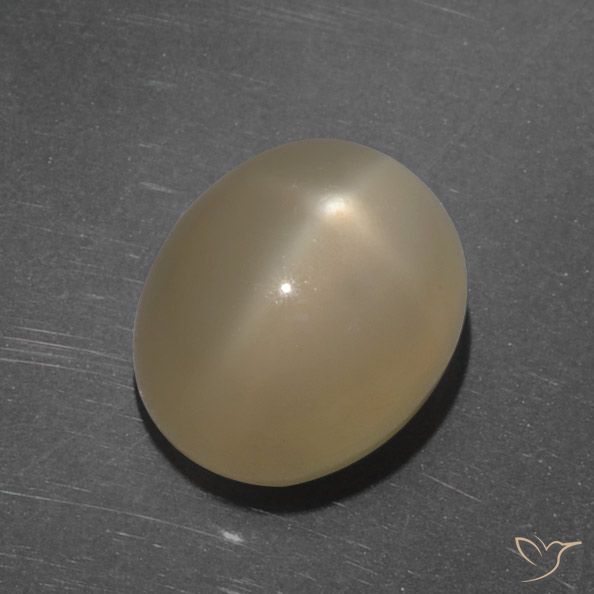 7.35ct Naturale Arancio medio-scuro Pietra di luna stellata, Ovale, Traslucido, Photo A