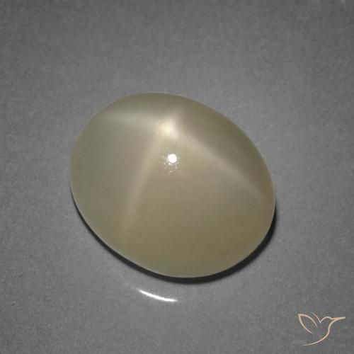 Pietra di luna stellata Giallo chiaro naturale da 7.31 ct, Taglio ovale, Traslucido