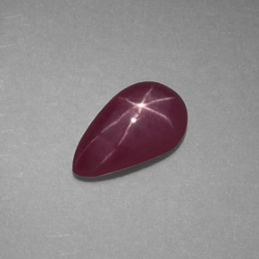 Rubino stellato Rosso violaceo naturale da 1.11 ct, Forma a pera, Opaco