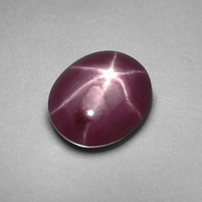Rubino stellato Rosso violaceo naturale da 1.30 ct, Taglio ovale, Opaco