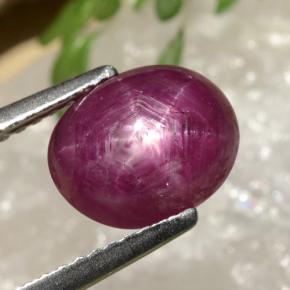 Rubino stellato naturale rosso da 3,41 ct, taglio ovale, opaco