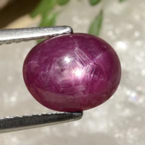 Rubino stellato naturale rosso da 3,41 ct, taglio ovale, opaco