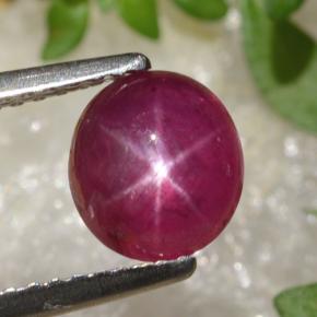 Rubino stellato Rosso violaceo naturale da 1.70 ct, Taglio ovale, Traslucido