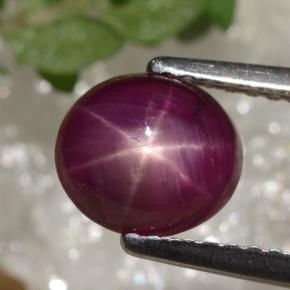 Rubino stellato Rosso violaceo naturale da 1.82 ct, Taglio ovale, Traslucido