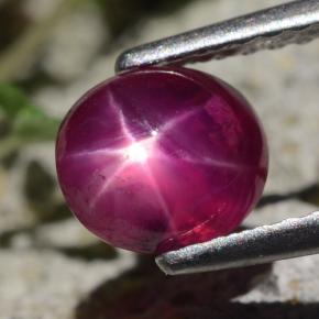 Rubino stellato Rosso violaceo naturale da 1.47 ct, Taglio ovale, Traslucido