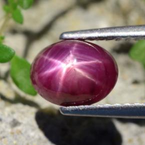 Rubino stellato Rosso violaceo naturale da 2.26 ct, Taglio ovale, Traslucido
