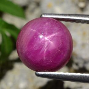 Rubino stellato Rosso violaceo naturale da 4.29 ct, Taglio rotondo, Opaco