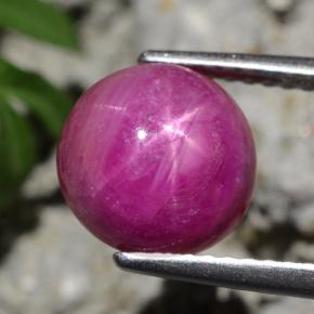 Rubino stellato Rosso violaceo naturale da 4.29 ct, Taglio rotondo, Opaco