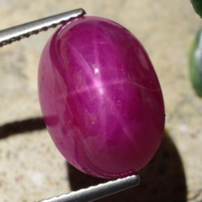 Rubino stellato Rosso violaceo naturale da 15.65 ct, Taglio ovale, Opaco