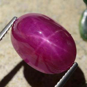 Rubino stellato Rosso violaceo naturale da 15.65 ct, Taglio ovale, Opaco