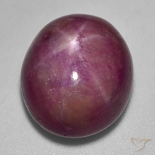 Rubino Stellato Viola rossastro naturale da 25.63 ct, Ovale, Opaco