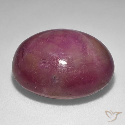 Rubino Stellato Viola rossastro naturale da 25.63 ct, Ovale, Opaco