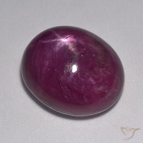 Rubino Stellato Viola scuro naturale da 11.57 ct, Ovale, Opaco