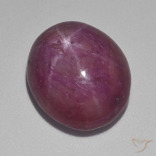 Rubino Stellato Viola medio-scuro naturale da 15.55 ct, Ovale, Opaco