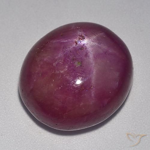 Rubino Stellato Viola medio-scuro naturale da 21.95 ct, Ovale, Opaco