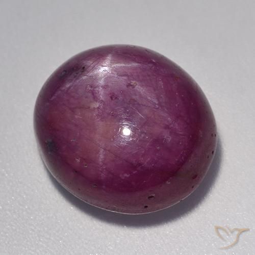Rubino Stellato Viola rossastro naturale da 14.20 ct, Ovale, Opaco