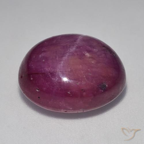 Rubino Stellato Viola rossastro naturale da 14.20 ct, Ovale, Opaco