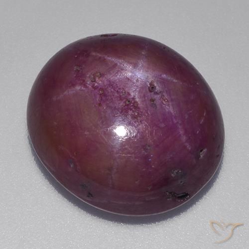 Rubino Stellato Viola medio-scuro naturale da 14.94 ct, Ovale, Opaco