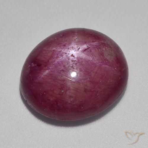 Rubino Stellato Prugna Viola naturale da 12.64 ct, Ovale, Opaco