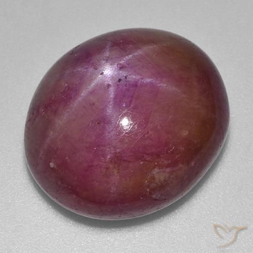Rubino Stellato Prugna Viola naturale da 23.70 ct, Ovale, Opaco