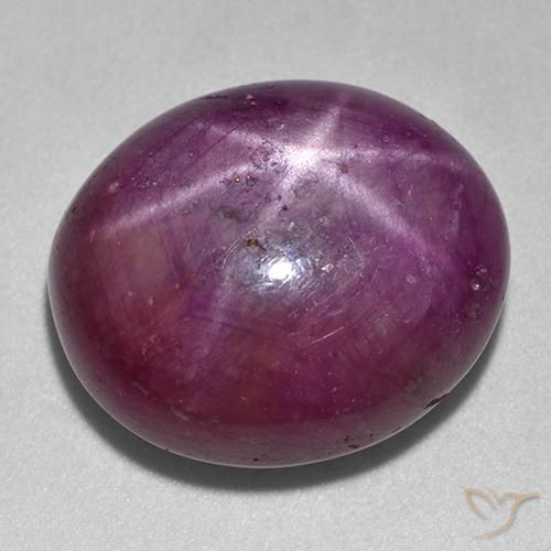 Rubino Stellato Viola medio-scuro naturale da 24.29 ct, Ovale, Opaco