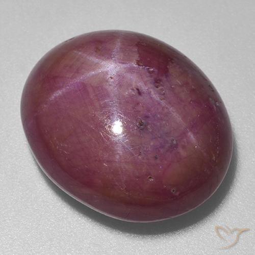 Rubino Stellato Viola medio naturale da 21.03 ct, Ovale, Opaco