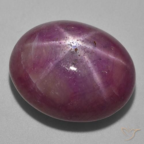 Rubino Stellato Viola medio-scuro naturale da 33.20 ct, Ovale, Opaco