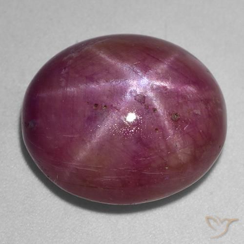 Rubino Stellato Viola medio-scuro naturale da 17.99 ct, Ovale, Opaco