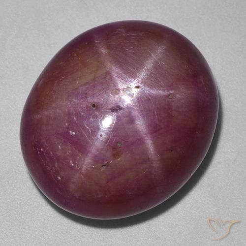 Rubino Stellato Viola rossastro naturale da 33.79 ct, Ovale, Opaco